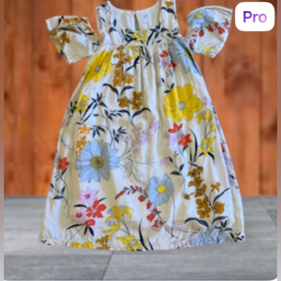 Gap Kids Floral Botanical Cold Shoulder Swing white floral Dress Size L - Picture 5 of 16